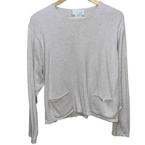 J. Jill Women's PS Cotton Neutrals Beige Pullover Pockets Sweater Coastal